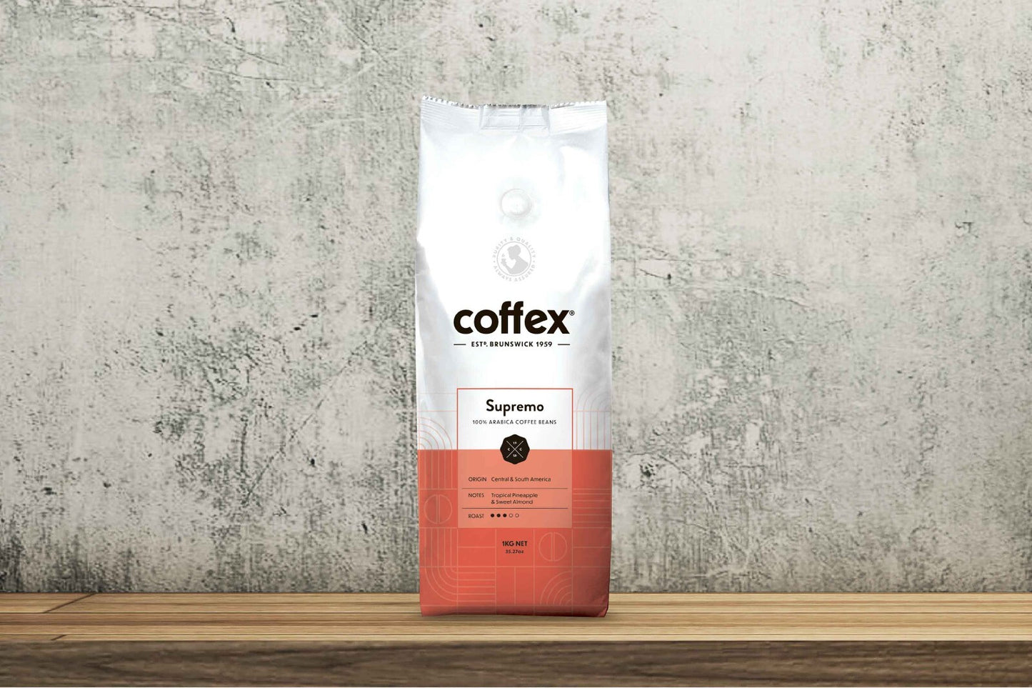 Coffex Supremo Blend 100% Arabica Whole Coffee Bean Roaster Medium Roast 1kg