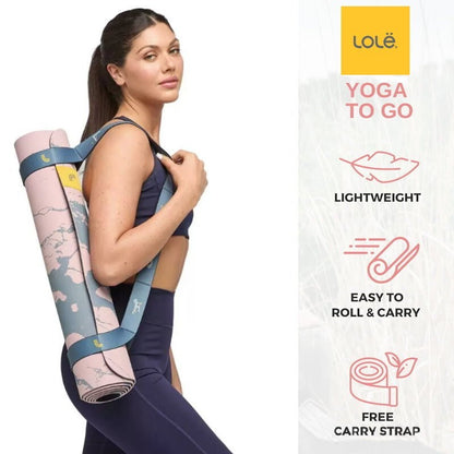 Lole Yoga Mat with 2-In-1 Strap Carry Strap & Resistance Band w/ Exercise Guide