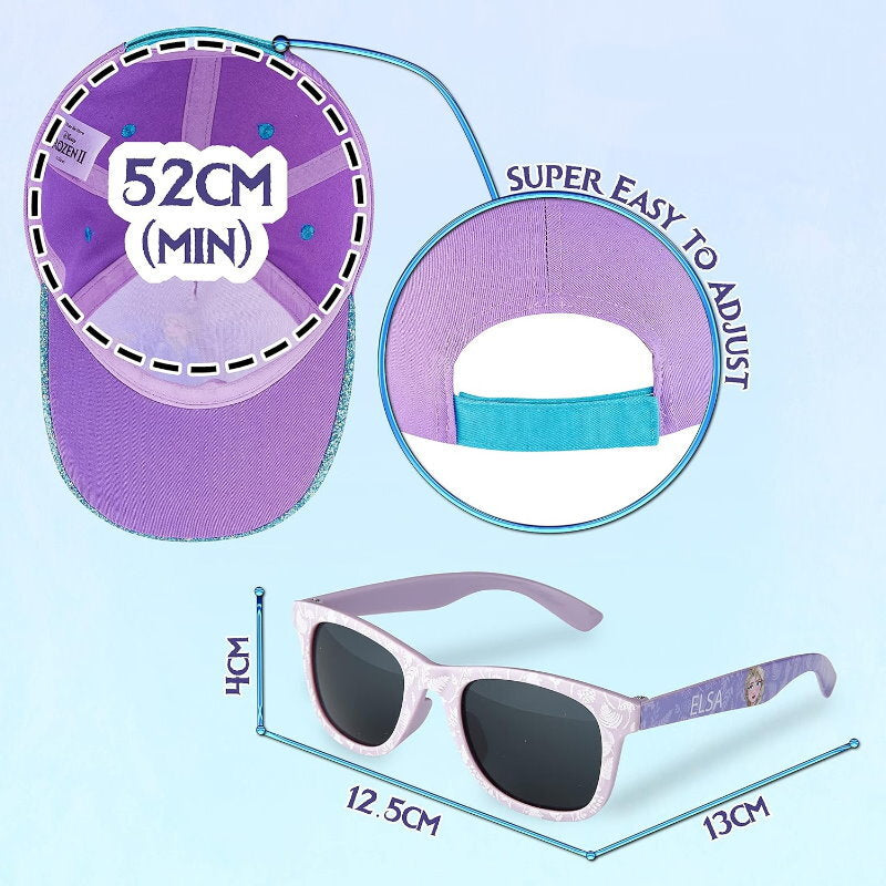 DISNEY 3pc Sunglasses, Cap & Drawstring Bag Set - Barbie, Frozen, Princess