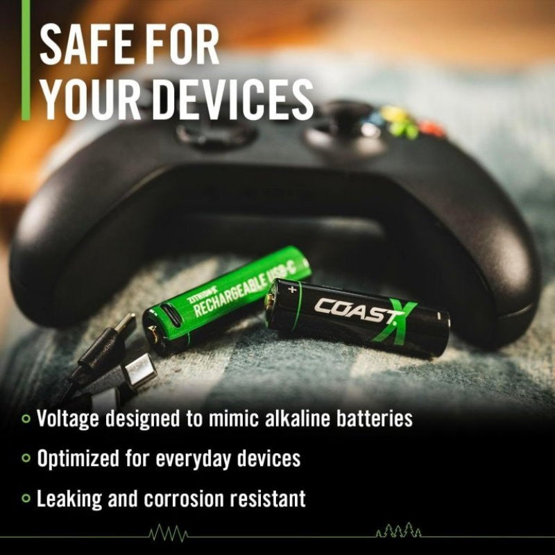 COAST 8 Battery Pack ZITHION-X AA/AAA USB-C Rechargeable Lithium Batteries