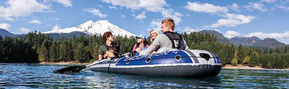 Intex 68324NP Excursion 4 Person Inflatable Rafting & Fishing Boat Set w/ 2 Oars