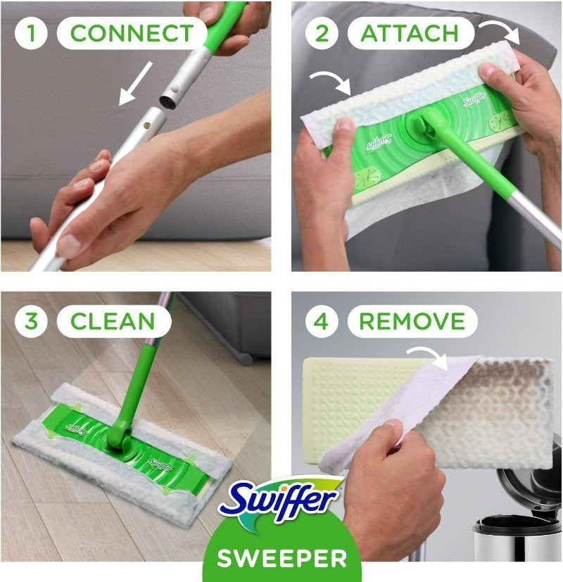 Swiffer Sweeper 2-in-1 Dry + Wet All Purpose Floor Mopping Cleaning Starter Kit