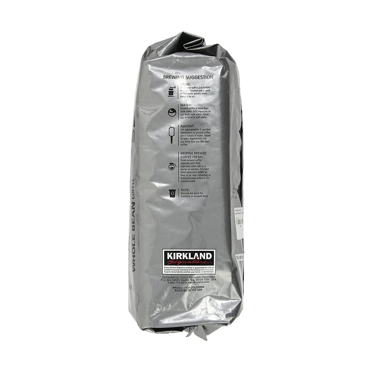 Kirkland Colombian Supremo 100% Arabica Coffee Beans Medium Roast Kosher 1.36kg