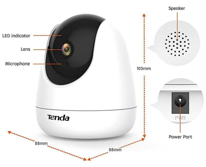 Tenda 1080P 2MP Wireless Pan/Tilt Security IP Camera Baby Monitor Night Vision