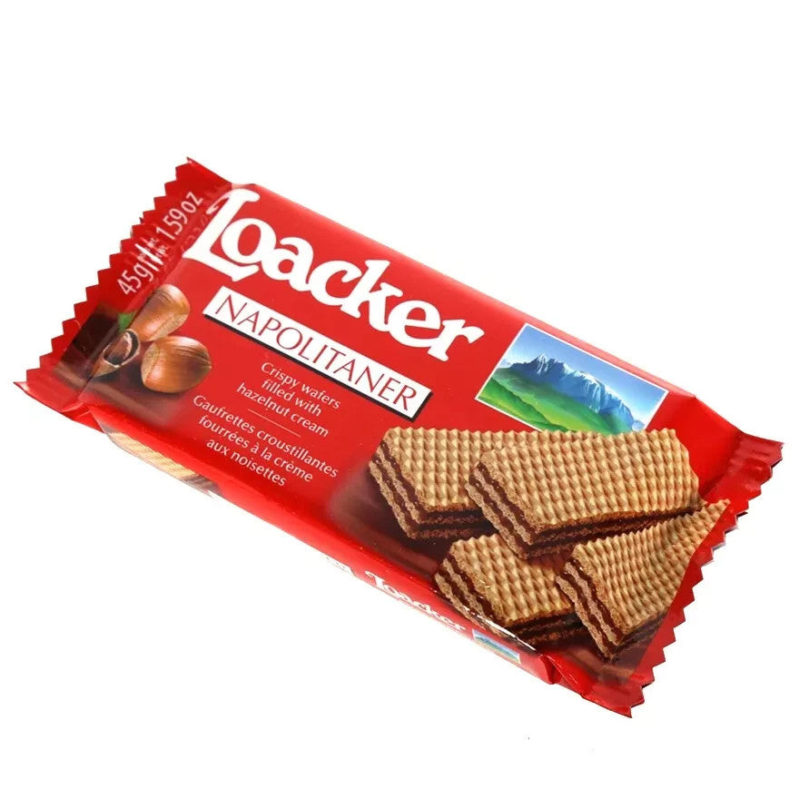 Loacker Napolitaner Crispy Wafers Hazelnut Cream Kids Biscuits Snack 12 x 45g