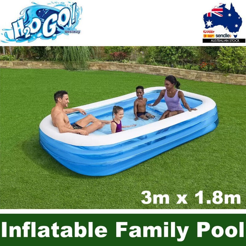 H2OGO Rectangular Inflatable Family Swimming Pool 1161 Litre 3m x 1.8m x 56cm
