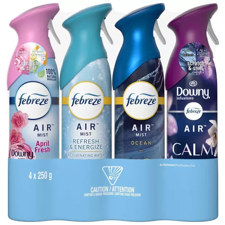 4 x Febreze Air Mist Effects Air Freshener Spray Luxe Ocen Downy Lavender April