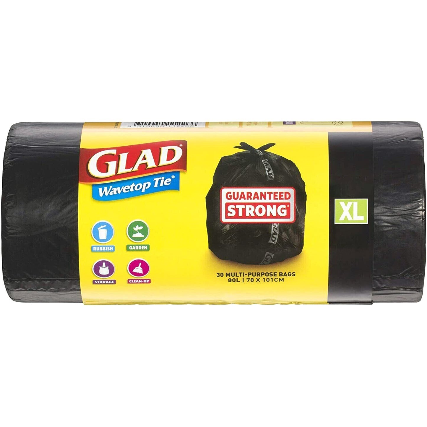 Glad 120 Kitchen Tidy Bag Extra Large Wavetop Tie Garbage Bags XL 80L 78 x 101cm