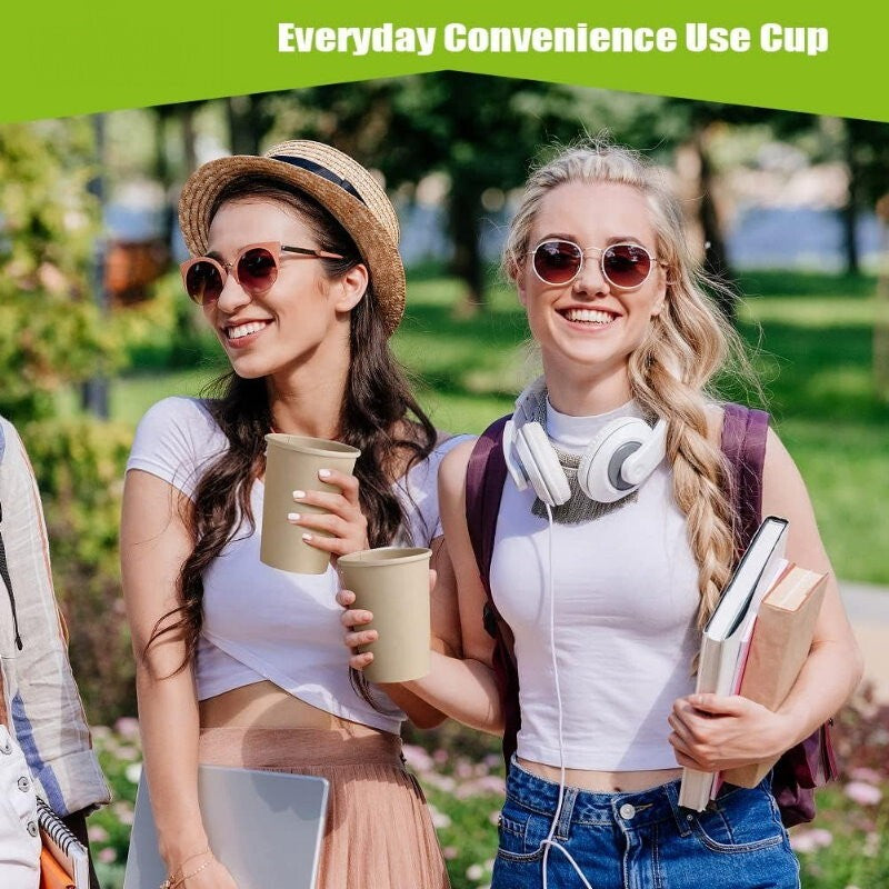 EcoSouLife 150 Pack Bamboo Pulp Cups Natural 355 mL Disposable Drinking Cups