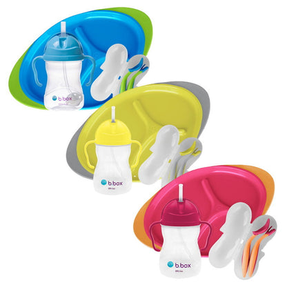 b.box Toddler Feeding Set Divided Plate, Sippy Cup, Cutlery Set - Self Training