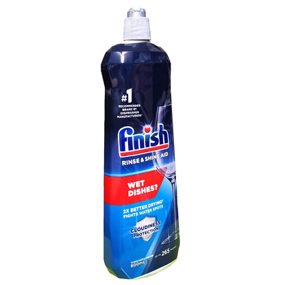 2 x 800mL Finish Rinse & Shine Aid Dishwashing Drying Liquid Prevents Water Spot