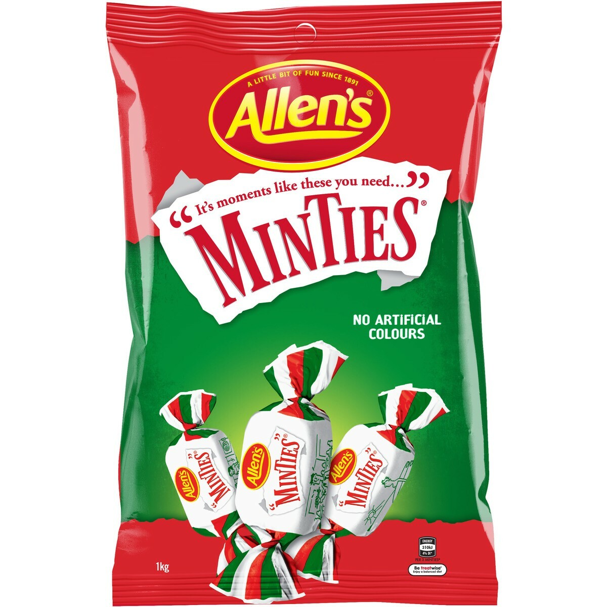 1Kg Bag Allens Minties Chewy Bulk Bag Candy Lollies Party Fresher Breath Mints