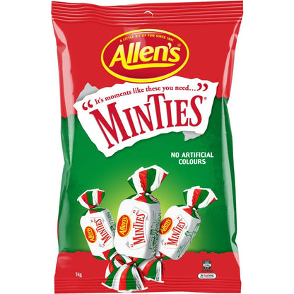1Kg Bag Allens Minties Chewy Bulk Bag Candy Lollies Party Fresher Breath Mints