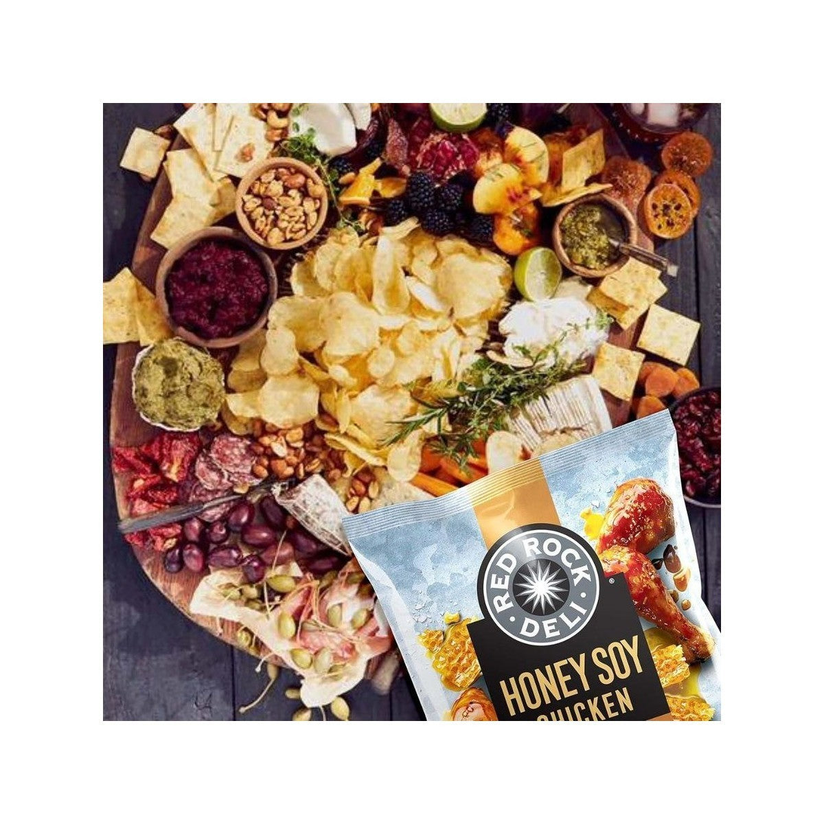 Red Rock Deli Honey Soy Chicken Deli Style Potato Chips Family Party Snack 640g