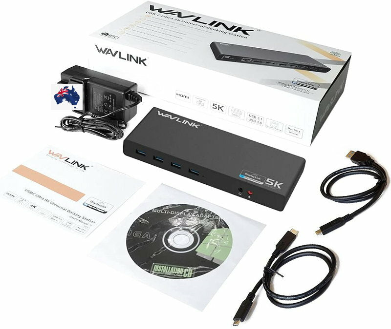 Wavlink UG69DK1 Universal USB-C Docking Station Dual Ultra 5K 4K HDMI RJ45