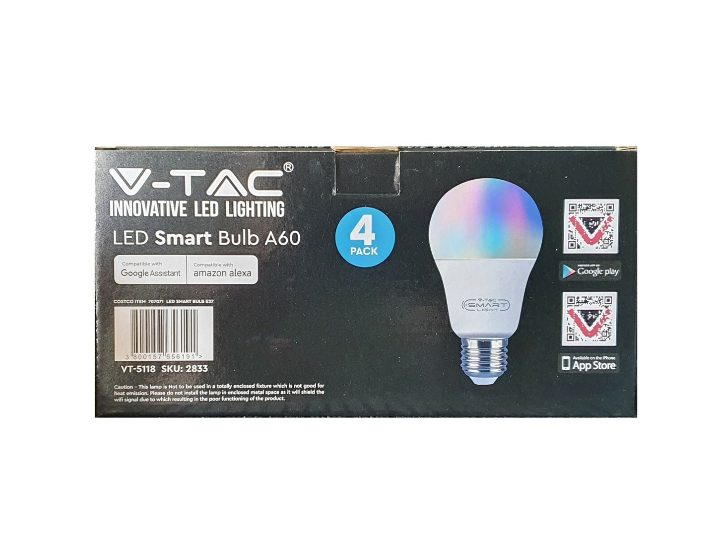 4 x RGB LED Smart App Light Bulb Lighting Dimmable Wifi Google Alexa E27 B22 10w