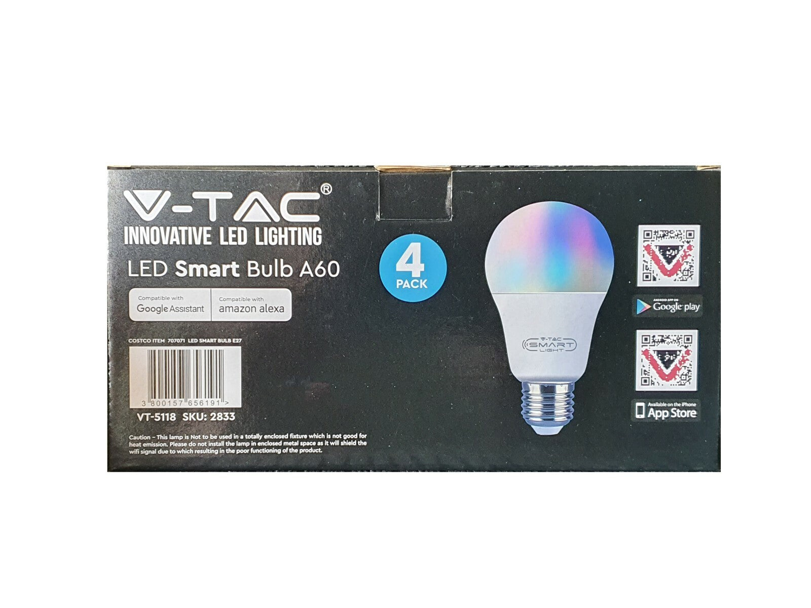 4 x RGB LED Smart App Light Bulb Lighting Dimmable Wifi Google Alexa E27 B22 10w