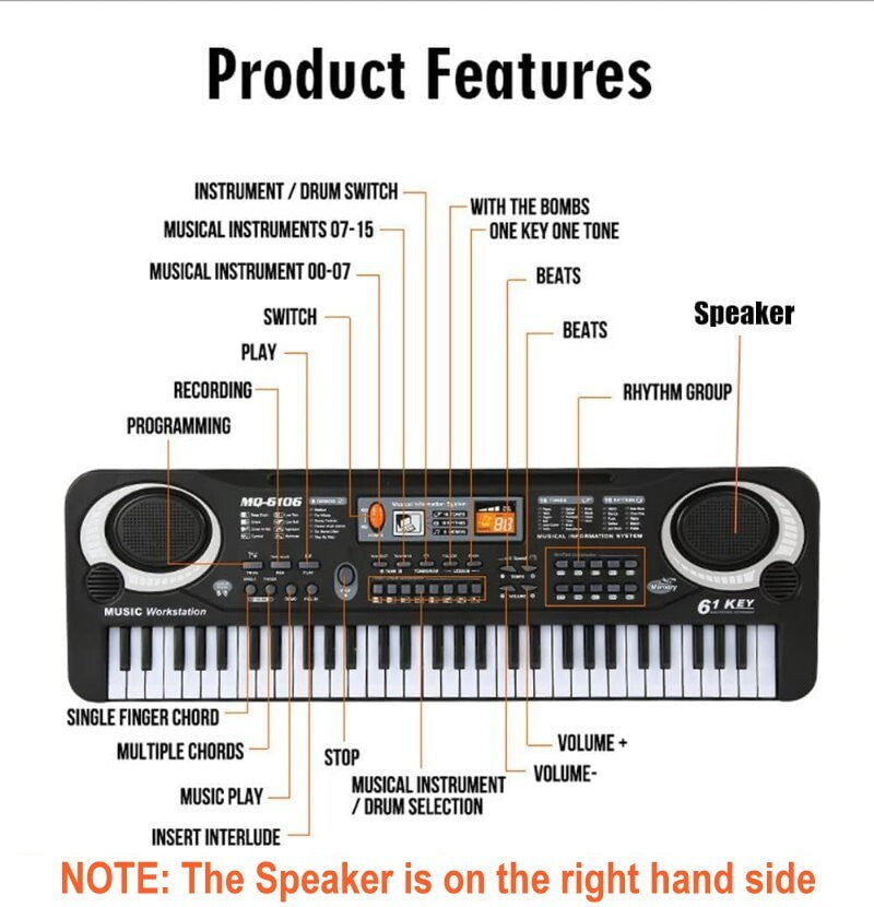 SEMART 61 Keys Multi-Function Music Electronic Piano Keyboard - Smart Music Toy