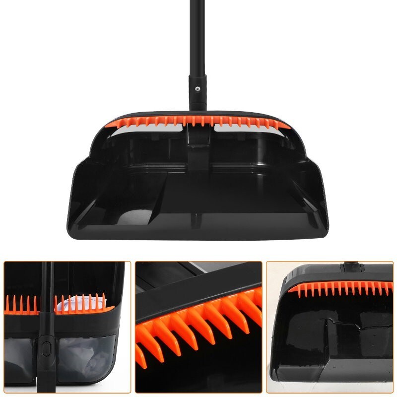 Carrara Home 46.5" 180° Rotatable Broom and Dustpan Set with Self-Cleaning Teeth