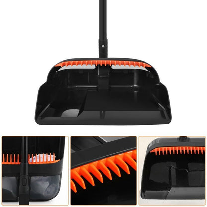 Carrara Home 46.5" 180° Rotatable Broom and Dustpan Set with Self-Cleaning Teeth