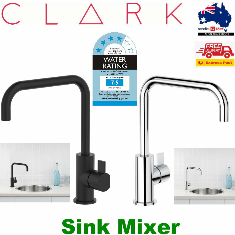 Clark Round Blade Sink Mixer - Chrome or Matte Black - Free Express Post
