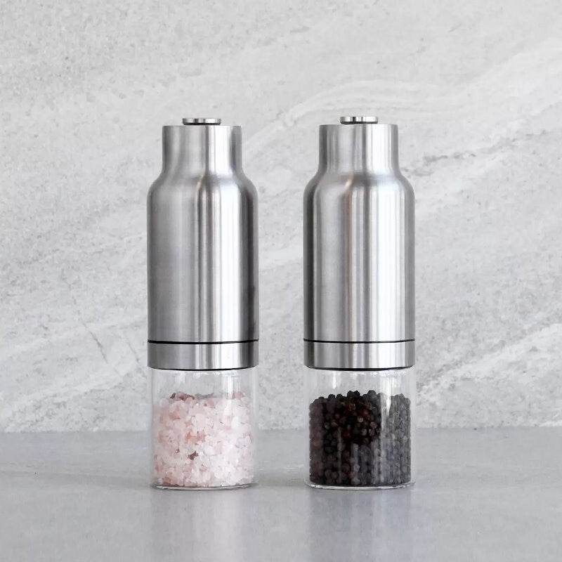 CARAHAN Salt / Pepper Gravity Activated Electric Grinder Set Adjustable & AUTO