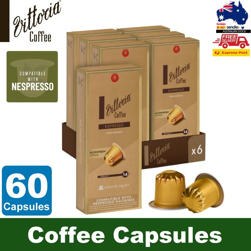 Vittoria Coffee 60-Pack Espresso Coffee Pods Nespresso Compatible Capsules 312g