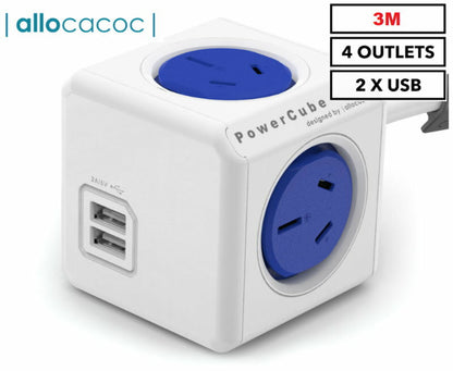 Allocacoc 5-Outlet/4-Outlet 1.5m/3m or 2x USB Original Extended PowerCube