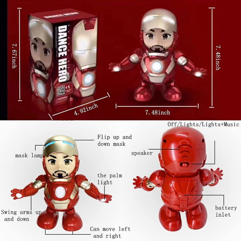 Iron Man Tony Stark Superhero Dancing Hero Action Figure Music and Light Toys