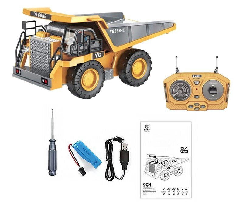 Yi Gong Toys 1:24 9CH 2.4G RC Construction Dump Truck Toy with Lights & Sounds