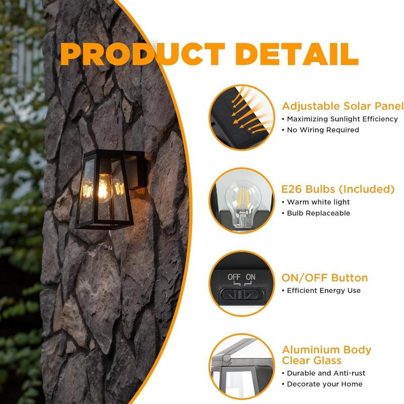LUTEC 2-Pack Solar LED Coach Porch Light Aluminium Dusk to Dawn Wall Lights