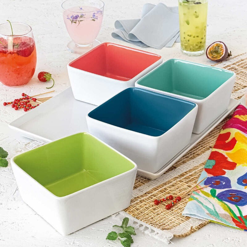 Over and Back 5-Piece Glossy Summertime Serving Set Platter & Bowl Set
