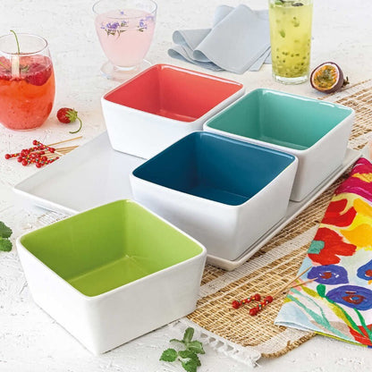 Over and Back 5-Piece Glossy Summertime Serving Set Platter & Bowl Set