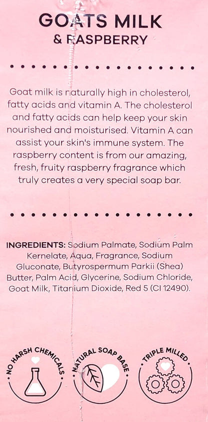 Australian Botanical Goats Milk & Raspberry Body Gentle Wash Bar Soap 8 x 200g