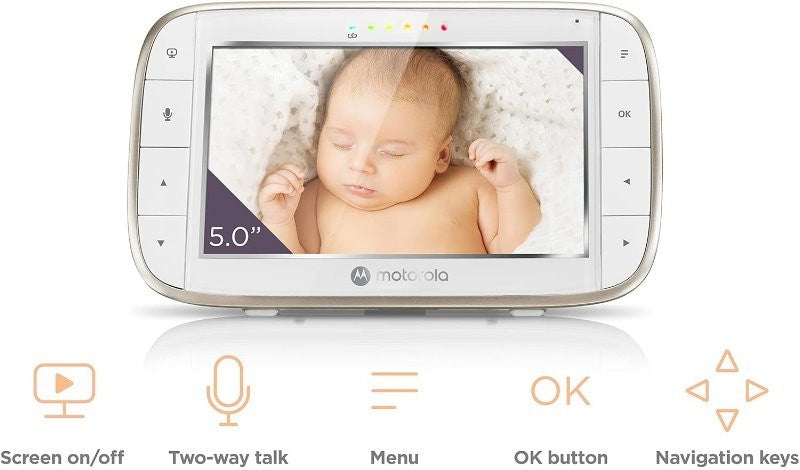 Motorola VM855 Connect 5" Portable Wi-Fi Video Audio Baby Monitor w/ Crib Mount