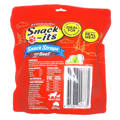 Snack-its Beef Flavoured Dog Snack Straps Treats Australia Made Real Meat 1.35kg