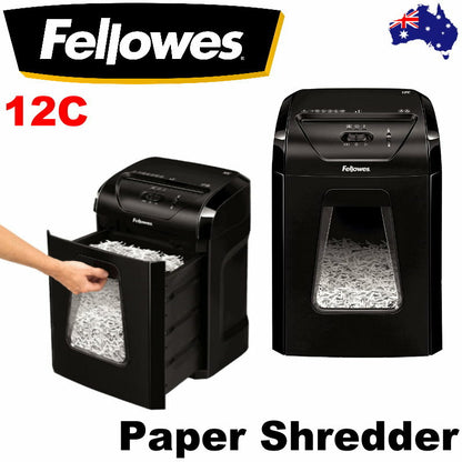 Fellowes Powershred 12C Commericial Cross-Cut Paper Shredder 19L 2mpm SafetyLock