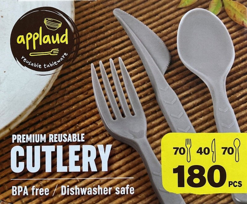 Applaud 180 Pcs Premium Disposable Reusable Cutlery BPA Free- Spoon, Fork, Knife
