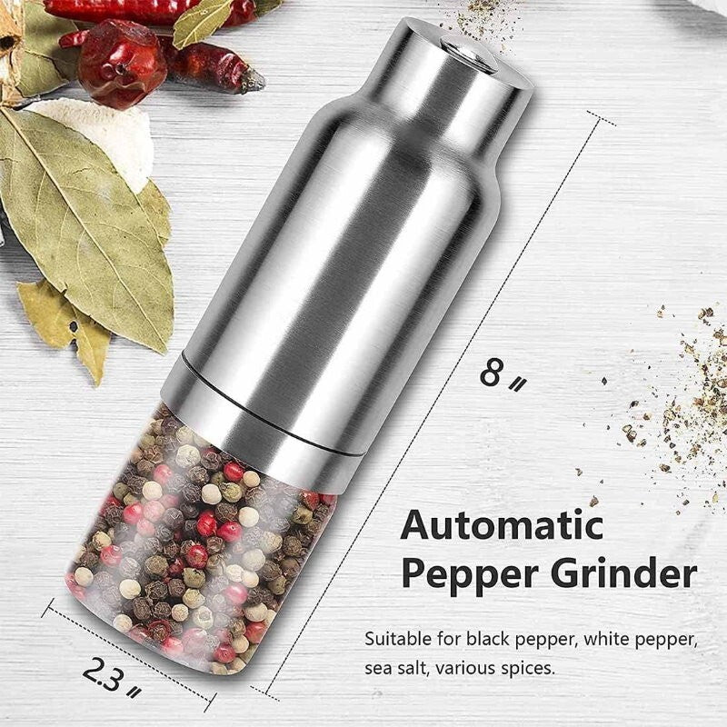 CARAHAN Salt / Pepper Gravity Activated Electric Grinder Set Adjustable & AUTO