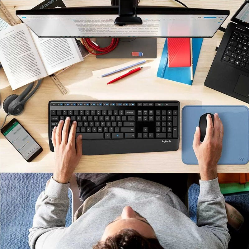 Logitech Comfort MK345 Wireless Keyboard and Mouse Plus H340 USB Headset Bundle