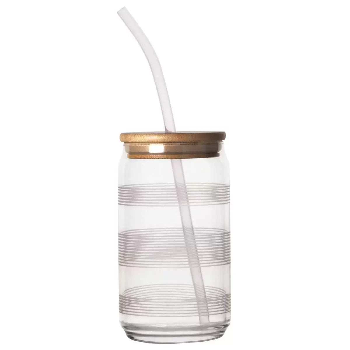 Mikasa 4 x Cold Drink Glass Tumblers 532mL with Bamboo Lid & Tritan Straw Set