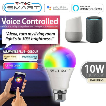 4 x RGB LED Smart App Light Bulb Lighting Dimmable Wifi Google Alexa E27 B22 10w