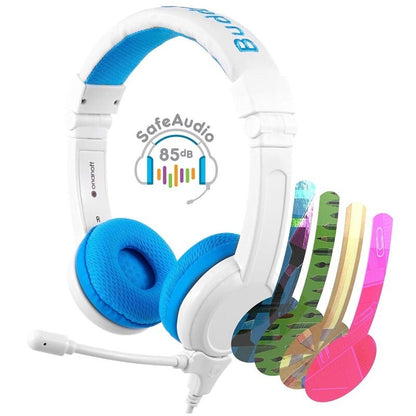 BuddyPhones 2-Pack School+ Home Learning Kids Headphones w/ Mic, BuddyCable