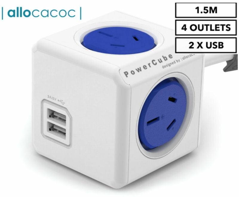 Allocacoc 5-Outlet/4-Outlet 1.5m/3m or 2x USB Original Extended PowerCube
