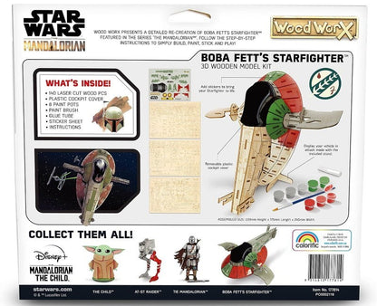 Star Wars Wood Worx The Mandalorian Bobba Fett's Starfighter 3D Wooden Model Kit