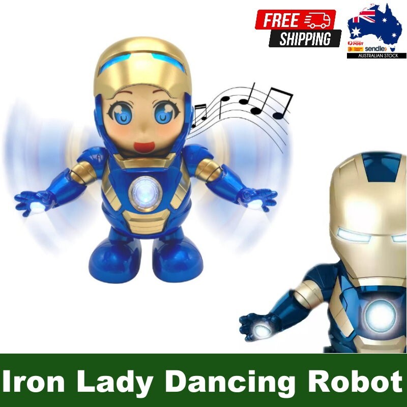 Iron Lady Pepper Potts Mini Dancing Robot Musical Superhero Lights & Music