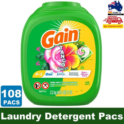 Gain 108-Pacs 4-in-1 Flings Tango Twist Laundry Detergent Pacs - Rose + Hibiscus