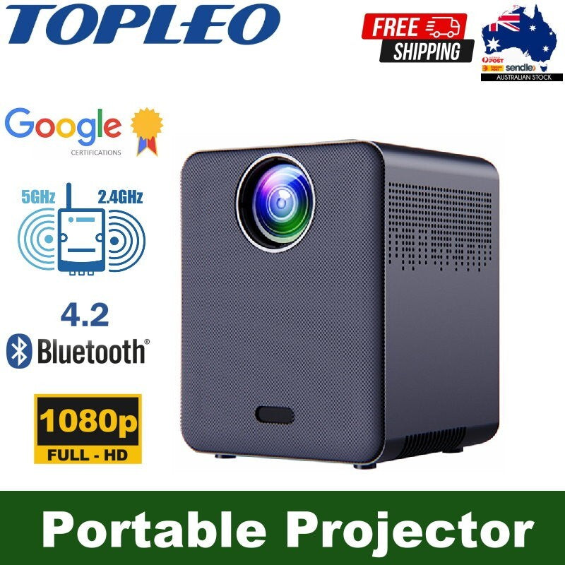 Topleo 5G WiFi Bluetooth 1080P Portable Projector Supported 400" Home & Outdoor