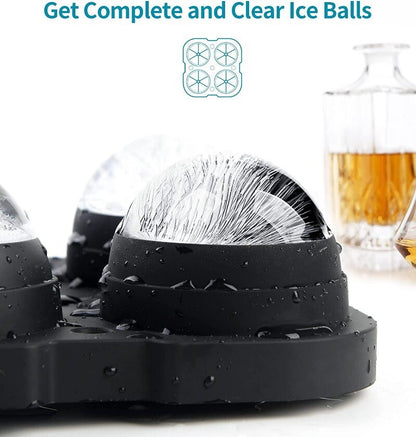 Ankway 4 Balls 65mm (2.5") Silicone Ice Cube Tray Sphere Ice Ball Maker Mold
