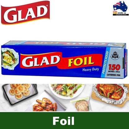 GLAD Aluminium Catering Foil Heavy Duty 150M x 30cm Grilling, Roasting, Baking